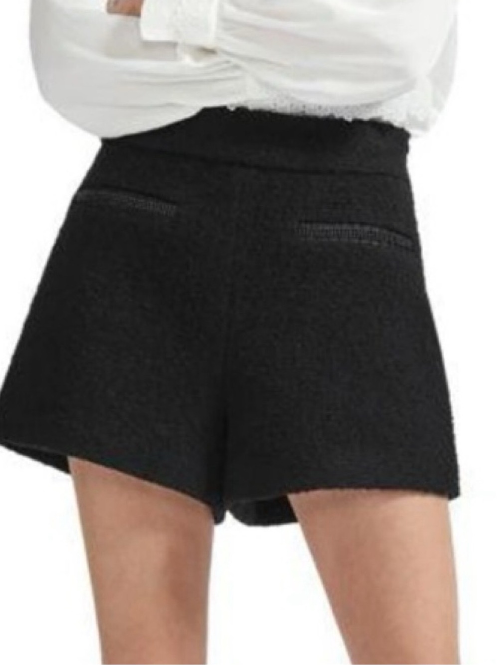 NWT Maje Tweed High-Waist Black Women’s Dress Shorts 36